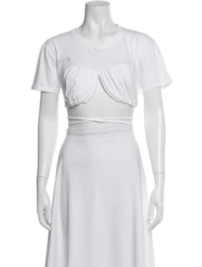 Pre-owned Jacquemus Crew Neck Short Sleeve Crop Top In White
