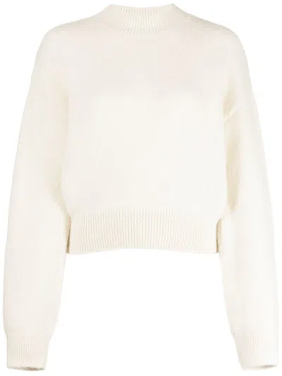 Jacquemus La Maille Pavane Logo Alpaca-blend Sweater In Off White