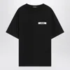Jacquemus Black Crewneck T-shirt With Logo Detail In Black
