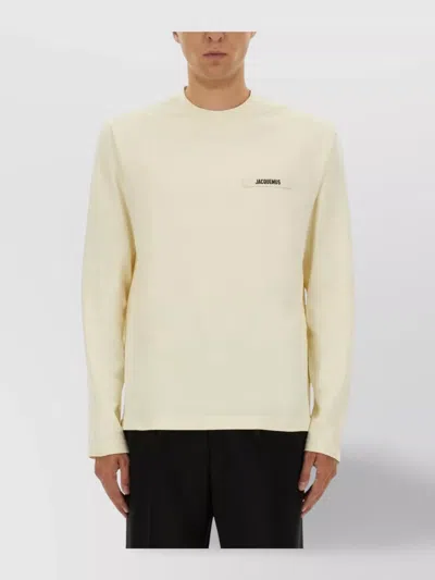 Jacquemus Crew Neck T-shirt Ribbed Cuffs In Neutral