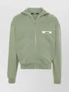 Jacquemus Men Le Hoodie Zip Gros Grain Sweatshirt In Green