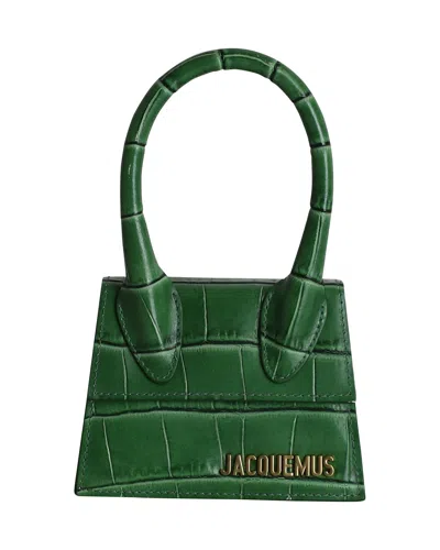 Jacquemus Croc Embossed Le Chiquito Mini Bag In Green Leather