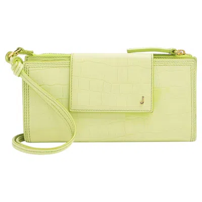 Pre-owned Jacquemus Croc Embossed Leather Le Pichoto Wallet On Strap In Beige