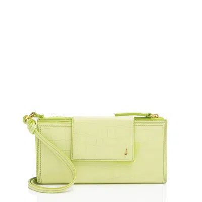 Jacquemus Croc Embossed Leather Le Pichoto Wallet On Strap In Green