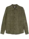 Jacquemus La Chemise Croc Embossed Goatskin Suede Button-up Shirt In Green