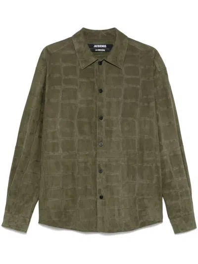 JACQUEMUS CROC-EMBOSSED LEATHER SHIRT