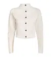 Jacquemus Womens Off-white The Scala Croc-embossed Woven-stretch Cardigan In White