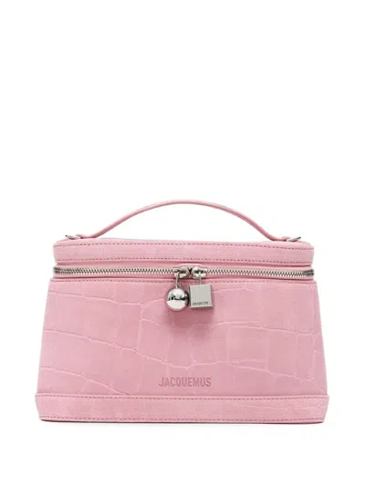 Jacquemus Croc-effect Leather Crossbody Bag In Red