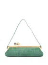 Jacquemus Le Salon Croc-effect Suede Clutch In Green