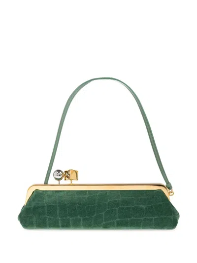 Jacquemus Crocodile-effect Clasp Tote Bag In Green