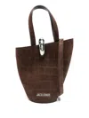 Jacquemus Crocodile-effect Ring-detail Tote Bag In Brown