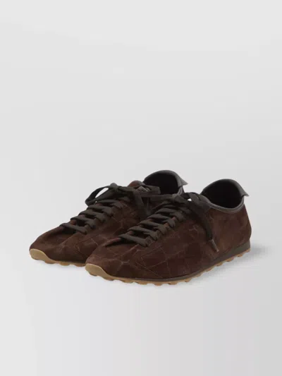 JACQUEMUS CROCODILE-EFFECT SUEDE LEATHER SNEAKERS