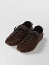 Jacquemus The Tennis Leather-trimmed Croc-effect Suede Sneakers In Brown
