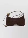 Jacquemus Le Bisou Perle Embellished Leather-trimmed Croc-effect Suede Shoulder Bag In Brown