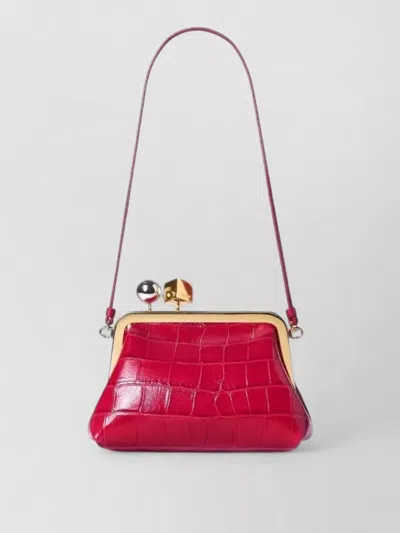 Jacquemus Crocodile Texture Clutch Bag Adjustable Strap In Red