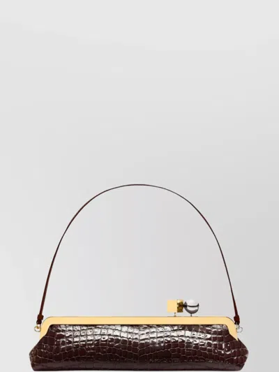 Jacquemus Crocodile Texture Top Handle Clutch Bag In Brown
