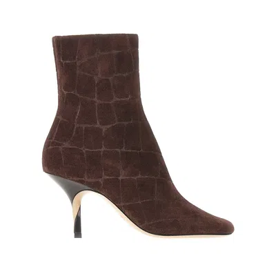 Jacquemus Croco-embossed Leather Ankle Boots In Brown