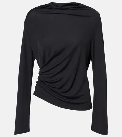 Jacquemus Croisière Draped Open-back Crêpe Jersey Top In Black