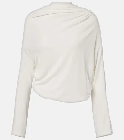 Jacquemus Croisière Draped Open-back Crêpe Jersey Top In White
