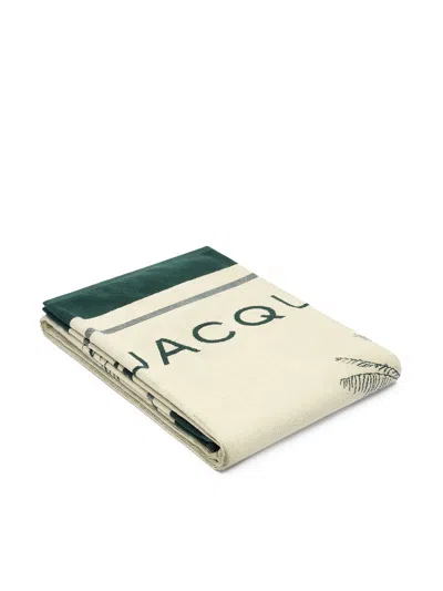 Jacquemus Croisière Green Ivory Beach Towel In Neutral