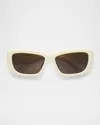 Jacquemus Croisière Rectangle Acetate Sunglasses In Sand Gold Brown