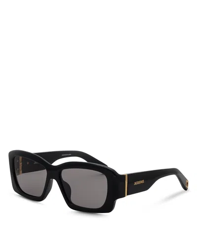 Jacquemus Croisiere Rectangle Sunglasses, 56mm In Black