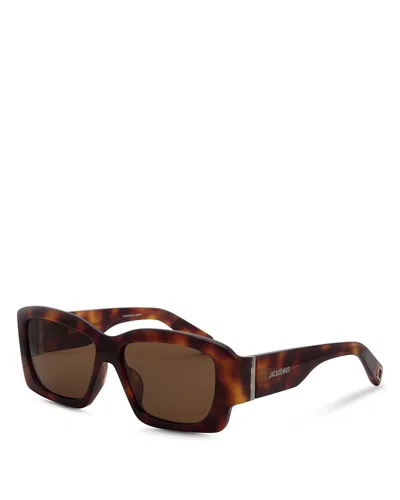 Jacquemus Croisiere Rectangle Sunglasses, 56mm In Brown
