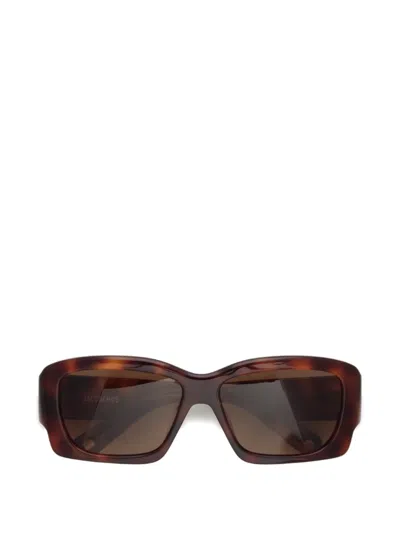 Jacquemus Croisiere Rectangular Sunglasses In Brown