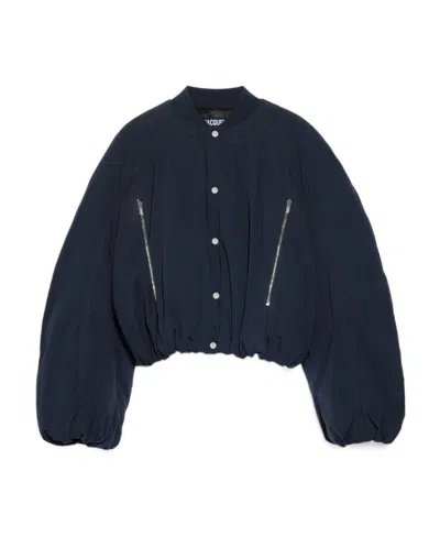 Jacquemus Croissant Puffer Bomber Jacket In Black