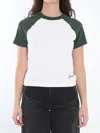 Jacquemus Cotton Blend T-shirt With Contrasting Raglan Sleeves In White