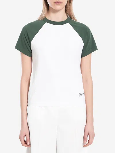 Jacquemus Cropped Baseball Tshirt In White