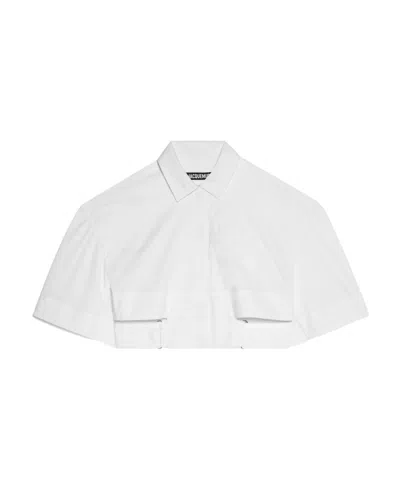 Jacquemus Cropped Belted Shirt In White