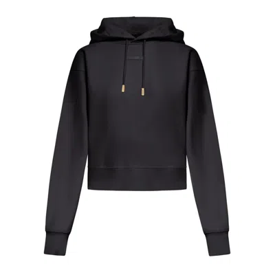 Jacquemus Cropped Black Gros Grain Hoodie