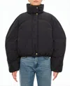 Jacquemus Cropped Black Puffer Jacket With Oversized Sleeves In Multi