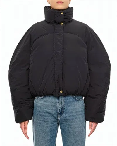 JACQUEMUS CROPPED BLACK PUFFER JACKET WITH OVERSIZED SLEEVES