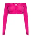 Jacquemus Cropped Button-fastening Cardigan In Pink