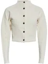 Jacquemus Womens Off-white The Scala Croc-embossed Woven-stretch Cardigan In White