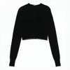 Jacquemus Cropped Cardigan With Button-down Front And Ribbed Hem In Black