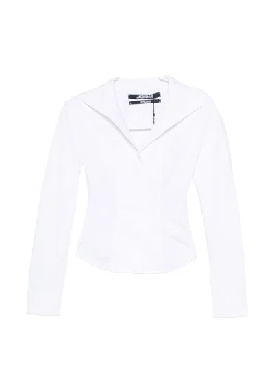 Jacquemus Cropped Cotton Blouse In White