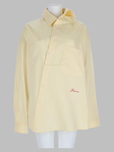 Jacquemus Asymmetric Cotton Long-sleeve Shirt In Yellow