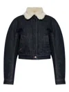 Jacquemus The Ovalo Fleece-trimmed Raw Denim Jacket In Black