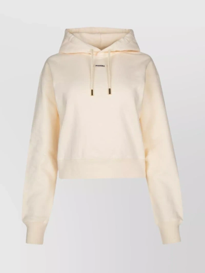 JACQUEMUS CROPPED DRAWSTRING HOODED TOP