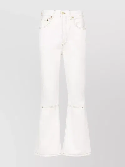 JACQUEMUS CROPPED FLARE TROUSERS CONTRAST STITCHING