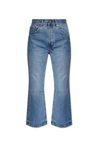 Jacquemus Cropped Flared Jeans In Blue/tabac 2