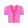 Jacquemus Cropped Fuzzy Cardigan With Clasp Closure In Pink