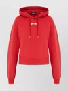 Jacquemus Cropped Hooded Drawstring Top In Red