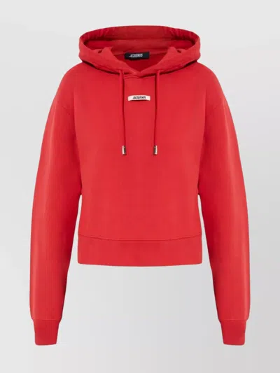 JACQUEMUS CROPPED HOODED DRAWSTRING TOP