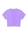 Jacquemus Cropped Knitted Cardigan In Purple