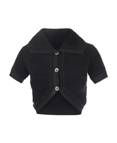 Jacquemus Cropped Knitted Top In Black