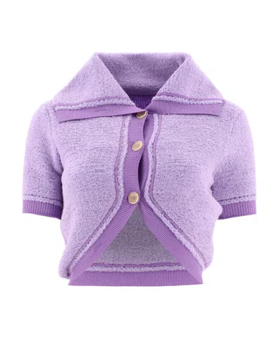 Jacquemus Cropped Knitted Top In Gray